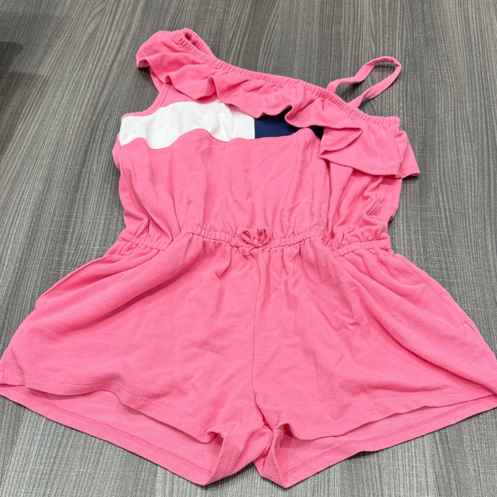 Tommy Hilfiger Pink Romper with White and Blue Accents